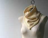 Made to Order: Hand Knitted Bandana Cowl Infinity Scarf in Cream Cotton Blend Yarn - AmyLaRoux