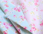 Aqua Blue Fabric Pink Flower, Aqua Coordinate Fabric, Shabby Chic Flower White Polka Dots, Pink Floral Cotton,- Fabric by Yard One Yard - fabricmade Aqua Blue Fabric Pink Flower, Aqua Coordinate Fabric, Shabby Chic Flower White Polka Dots, Pink Floral Cotton,- Fabric by Yard One Yard - fabricmade