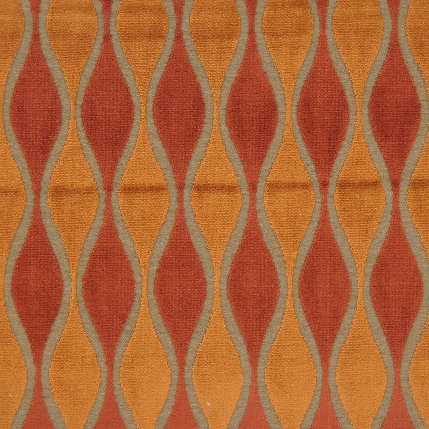 Orange Chenille Upholstery Fabric Modern by PopDecorFabrics