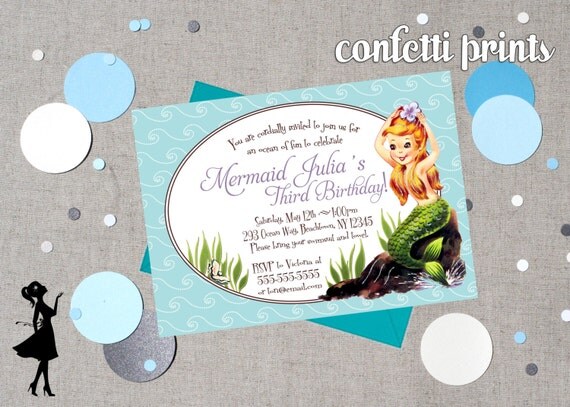 LITTLE MERMAID Birthday Invitation Printable Il_570xn