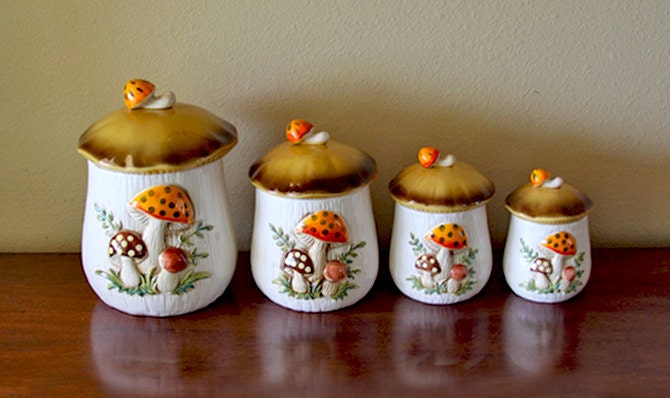 Items Similar To Merry Mushroom Canister Set Sears Roebuck On Etsy