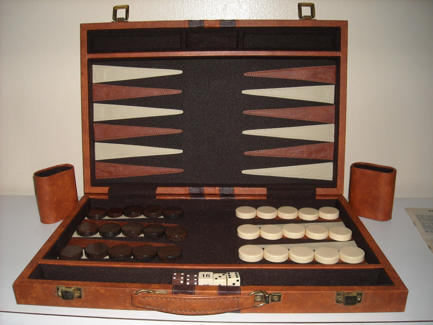 Large Vintage Backgammon Set Brown And White In By Zeejunkhunter