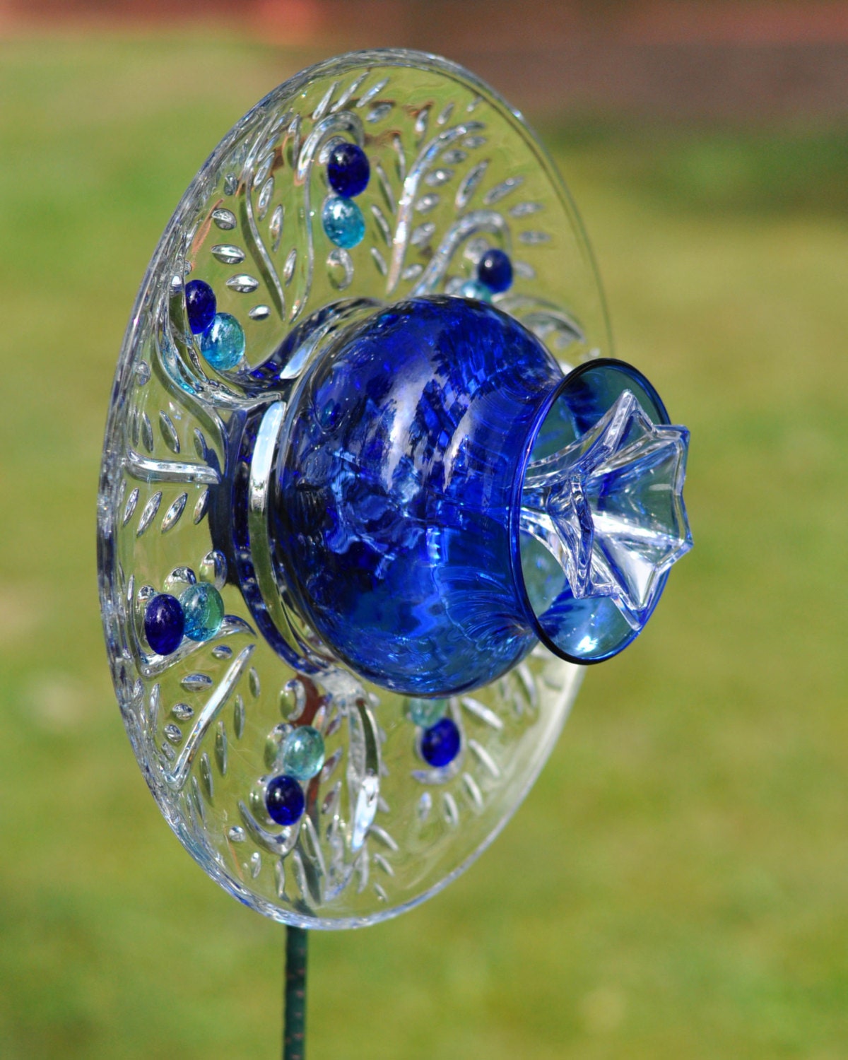 Items similar to Repurposed Glass Garden Flower, Wall Art, Garden Decor