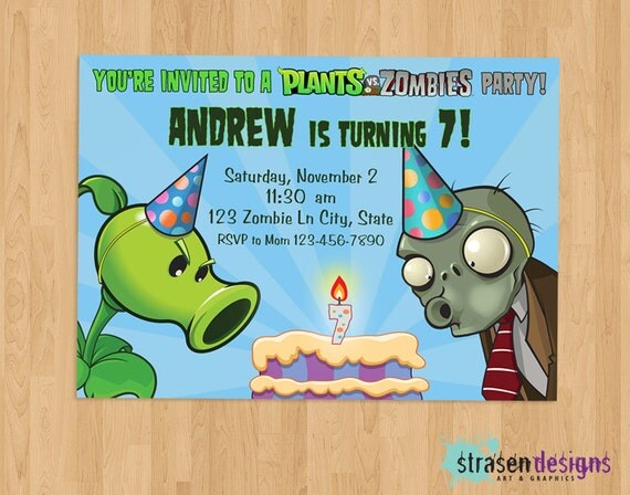 Plants Vs Zombies Invitation Template unavailable listing on etsy
