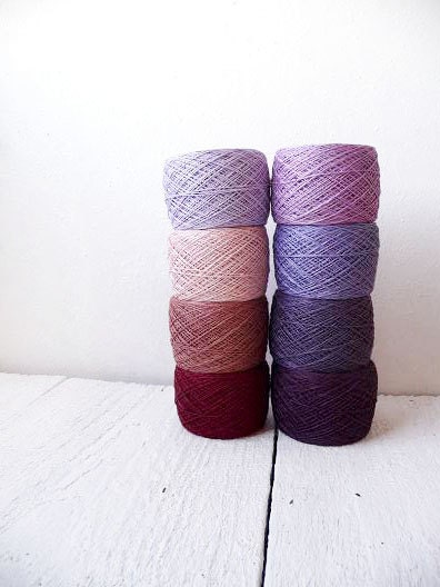 Crochet Thread collection - high quality 100% Linen Thread in purple, lavender, light pink and burgundy , Radiant Orchid - YarnStories