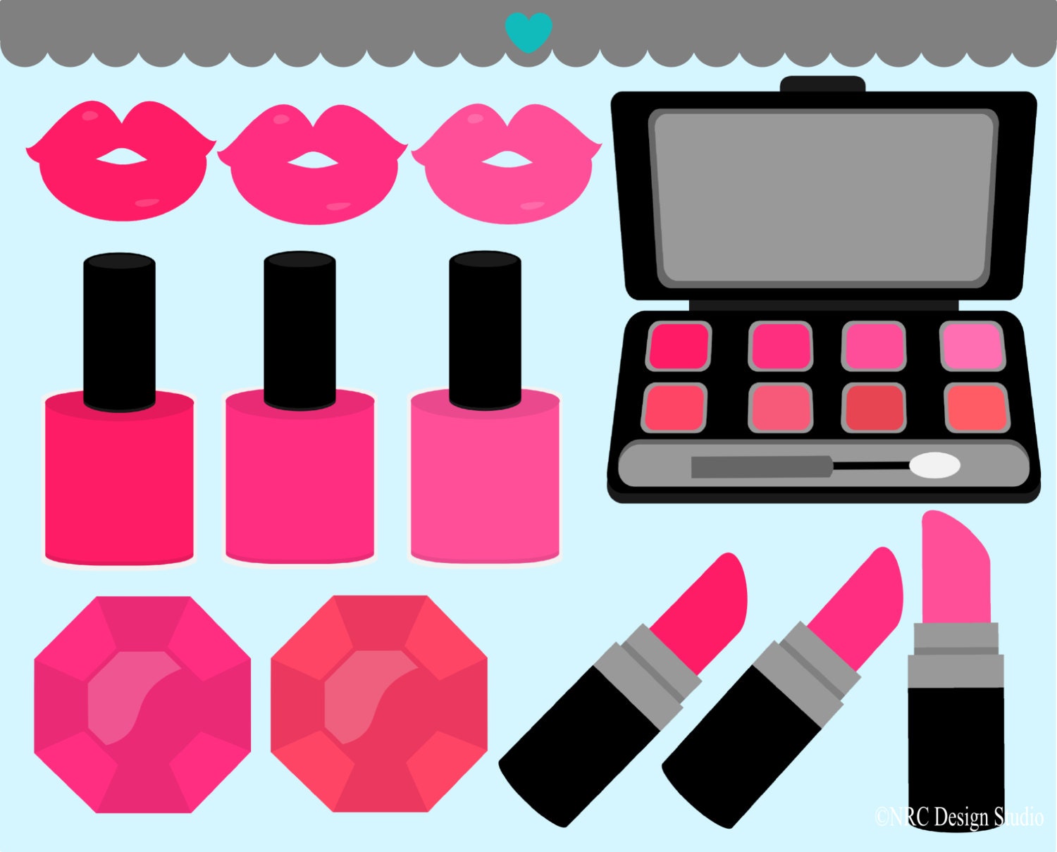 WINTER SALE - Girl Clip Art - Pretty Makeup Clip Art - Digital Makeup Clipart Il_570xn