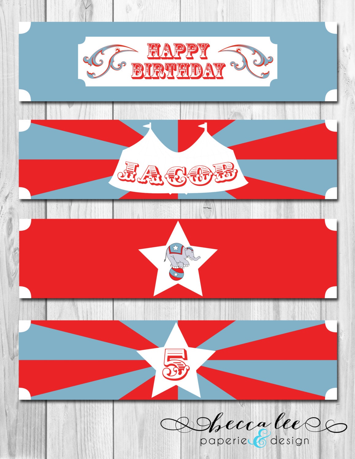 Circus Theme Water Bottle Labels - DIY - Printable Il_570xn