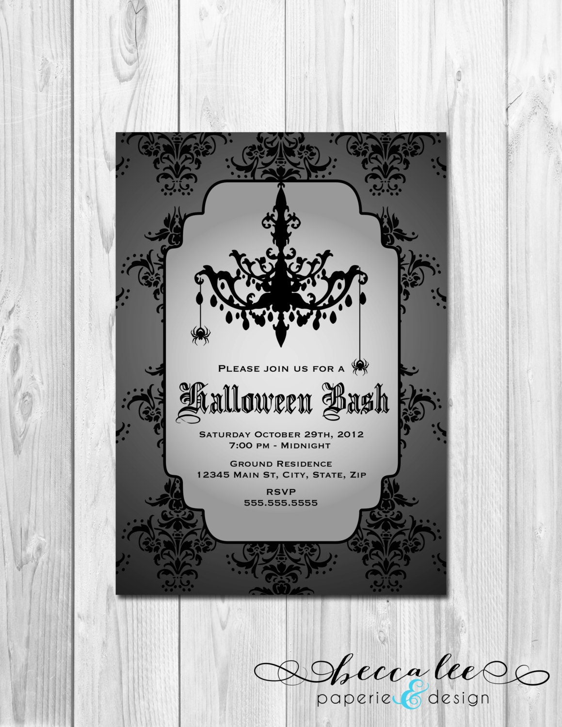Halloween Bash Invitation - Chandelier - Grey - DIY - Printable Il_570xn