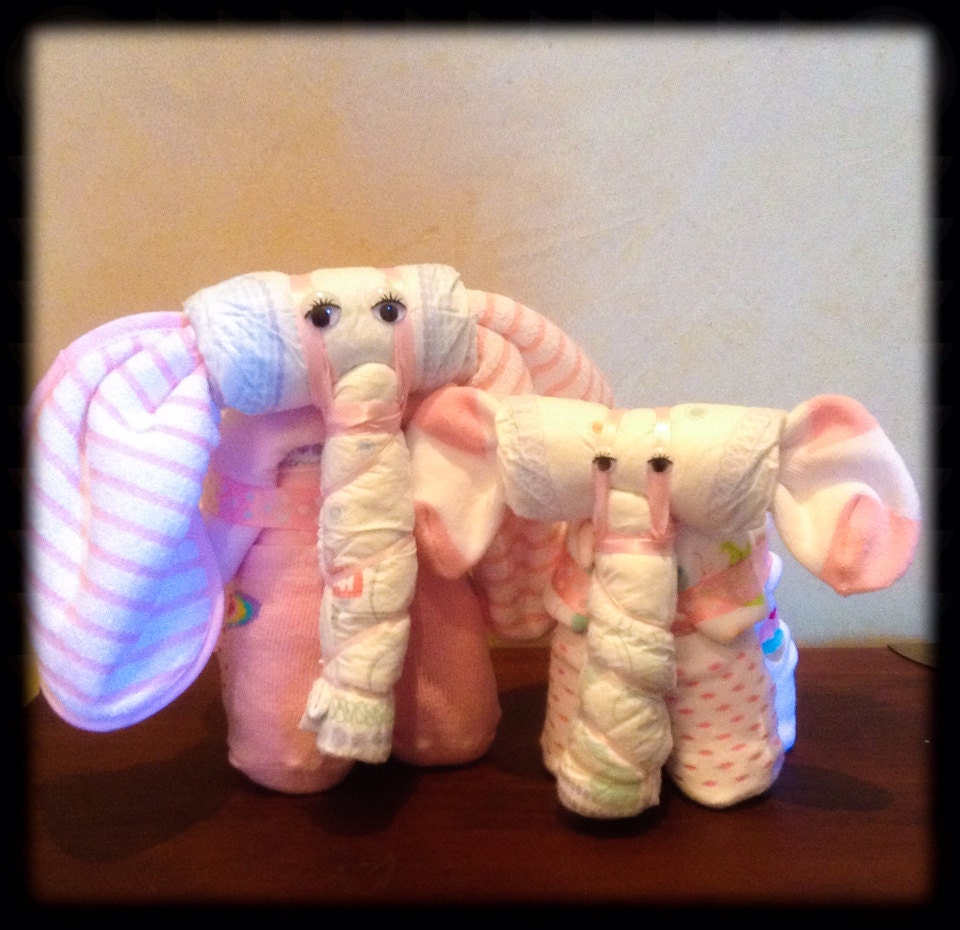 Diaper Elephants Elephant Diaper Cake by TeensyTinyBabyGifts