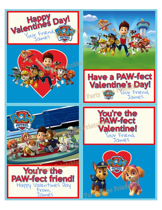 Items Similar To Kids Printable Valentines Paw Patrol Valentines Printable Valentine Cards On