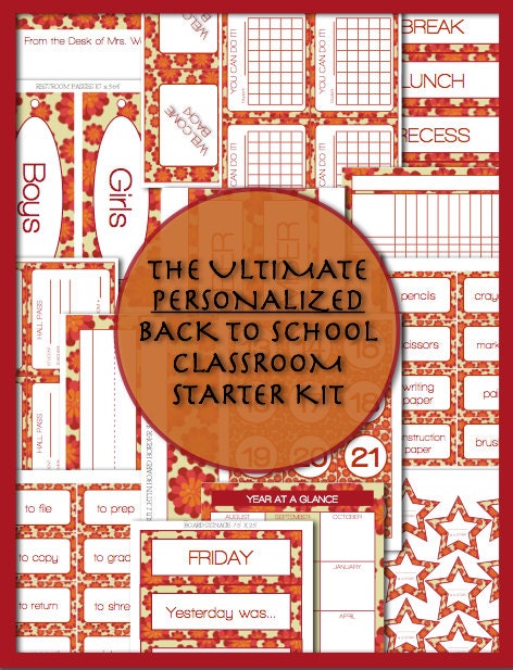 Back to School Kit - Teacher Classroom Starter Kit - Printable, PERSONALIZED, Custom - Classroom Organization Il_570xn