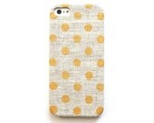 Gold dot iPhone case, iPhone 4s case, Linen iphone case, Natural iPhone case, Polka dot iPone case, Gold iPhone case - STARCREATUREstudio