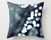 Pillow Cover, Square Throw, Decorative Home Decor Photo, Blue White Accent Pillow, Living Room, Bedroom, Bokeh Photograph, 16x16 18x18 20x20 - NatureCity