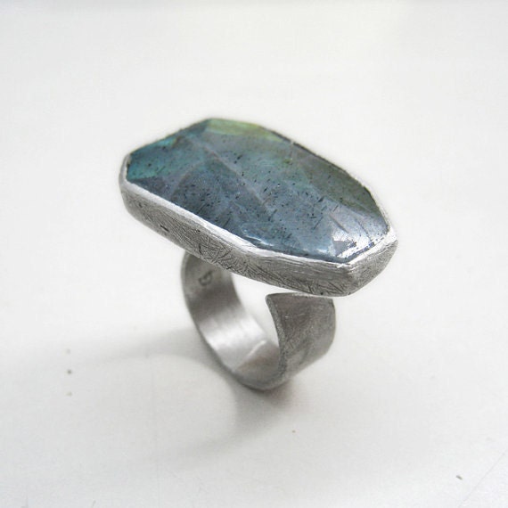 Big Labradorite chunky ring- Sterling silver statement ring - Gemstone ...