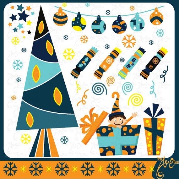 Christmas ClipArt Elements Tree,Stockings,Wreath Printable for Scrapbooking,Cards,Party paper,Invitations Personal and Commercial UseCm002. Il_570xn