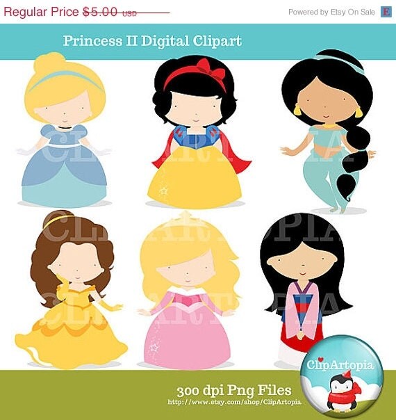 ON SALE Princess II Cute Princess Digital Clipart for Personal and Commercial Use / Instant Download Il_570xn