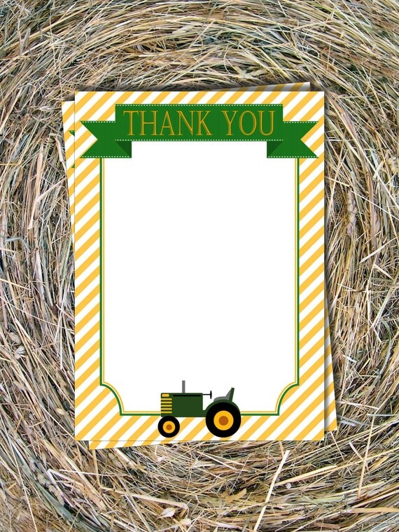 Tractor Thank You Note DIY Birthday Party Baby Shower Instant Download Il_570xn