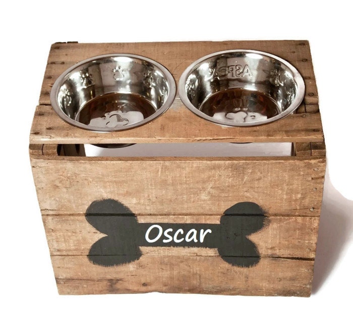 Elevated Dog Bowl / Pet Feeder / Dog Bowl Stand / Dog Rescue / Personalized Bowl Holder / Gift for Dog Lover - RESCUEPetProducts