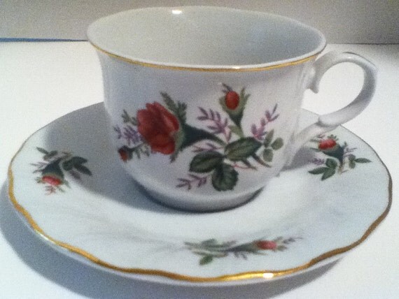 Vintage Lynn Fine China Rose Tea Cup and Saucer by NostalgiaRocks
