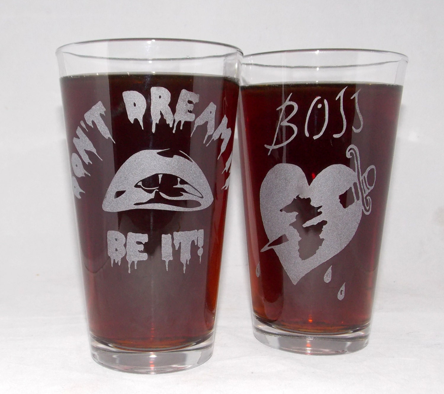 Rocky Horror Picture Show Etched Pint Glass Set - CyberGlassware