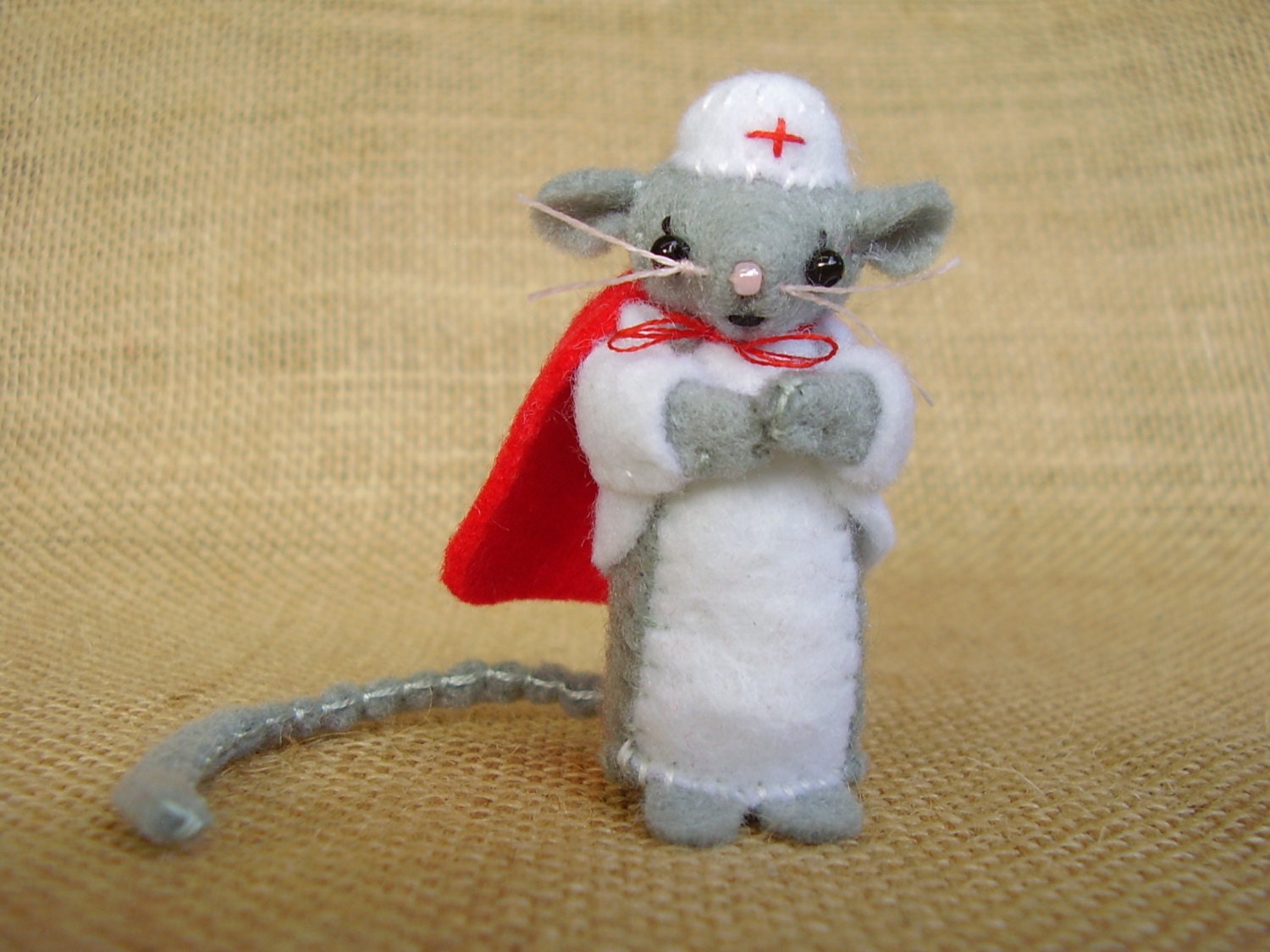 Nurse Felt  Mouse - Miniature felt - Get Well Gift - RazzleDazzlebySally