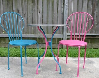 Vintage Cafe Table and Chairs Outdoor Furniture Stainless Steel