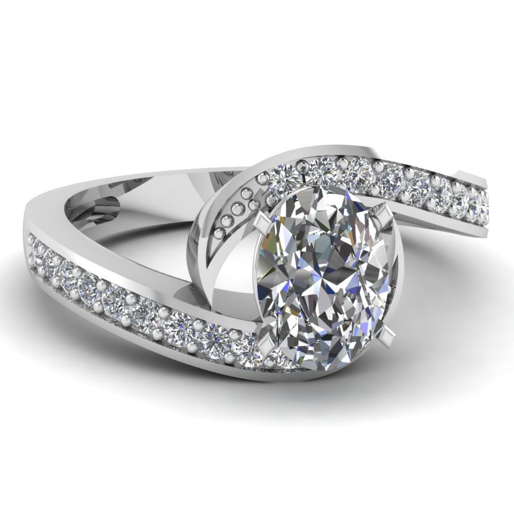 Oval Diamond Engagement Wedding Ring set 1.45ct 18kt White Gold ...