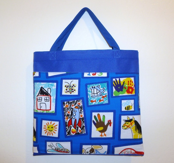 Handmade Preschool Tote Bag Children Library by Merrysewingnfabric
