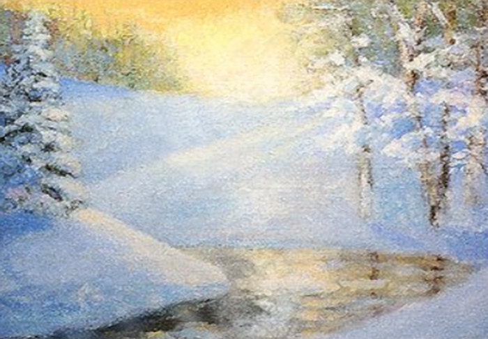 Morning Snow Scene, Fine Art Print of My Original Acrylic Painting - bobmierfineart