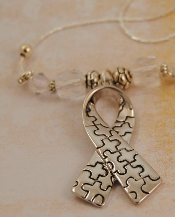 Big Silver Puzzle Piece Printed Autism Awareness by AutismLoveHope