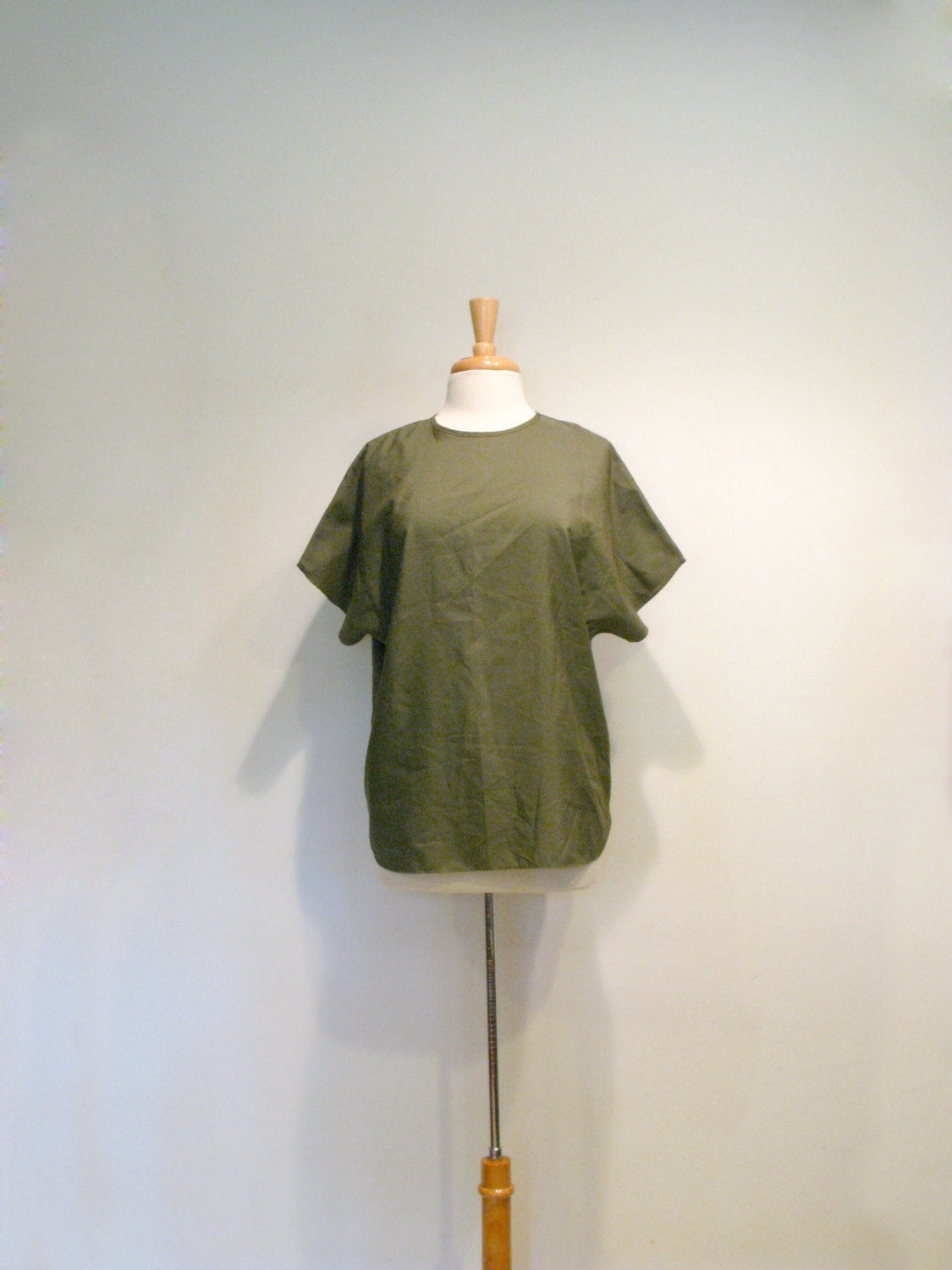 Vintage Olive Green Oversize Slouchy T-Shirt Blouse