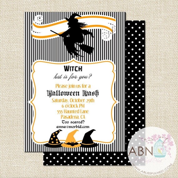 Halloween Witches Bash Party Invitation - DIY PRINTABLE - By A Blissful Nest Il_570xn