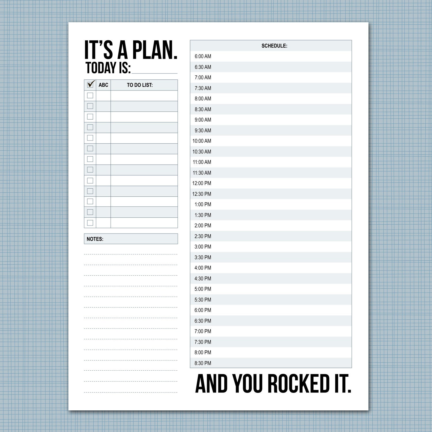 it #39 s a plan: daily schedule printable sheet by microdesign on Etsy