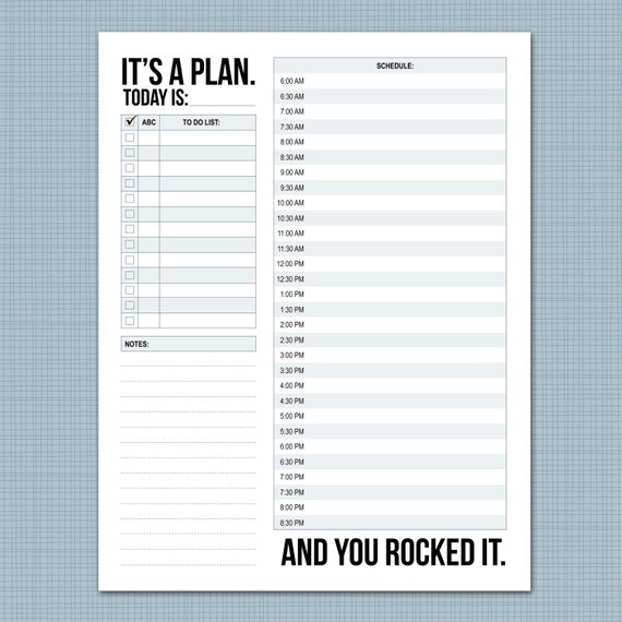 It s A Plan Daily Schedule Printable Sheet By Microdesign On Etsy