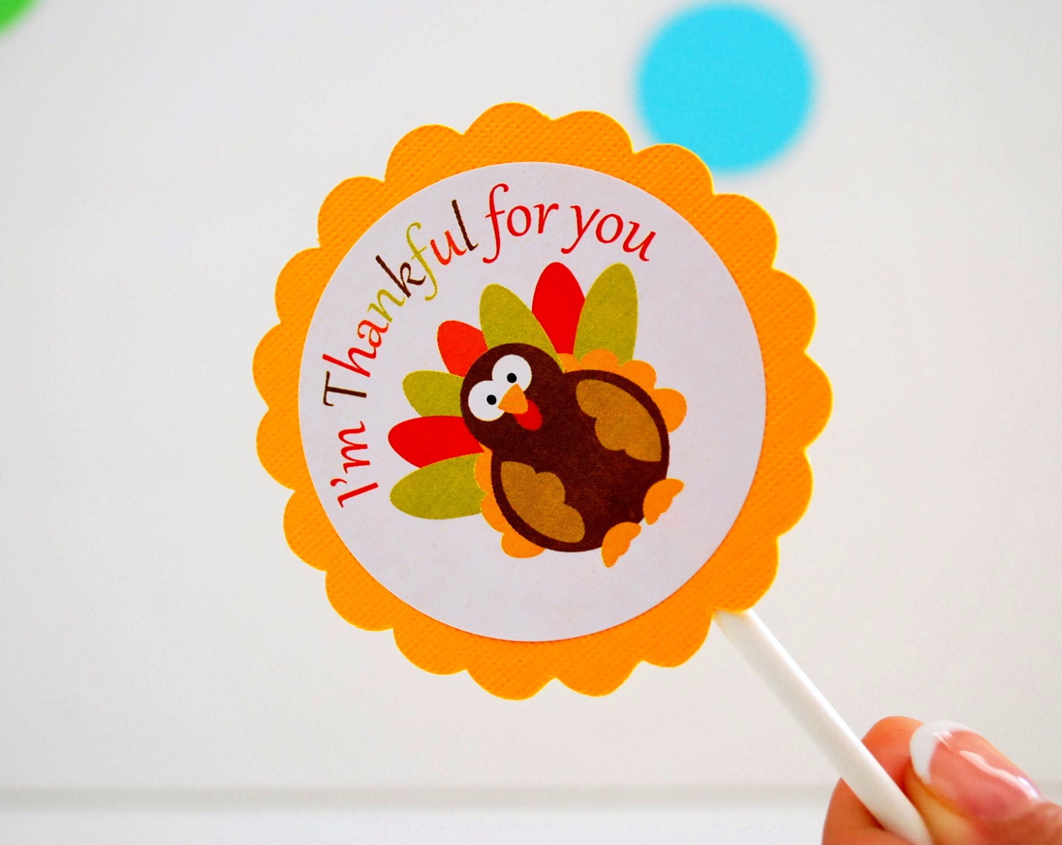 Thanksgiving Cupcake Toppers, I am Thankful for you. Thanksgiving Favor, Thanksgiving Decor MariaPalito A830 Il_570xn
