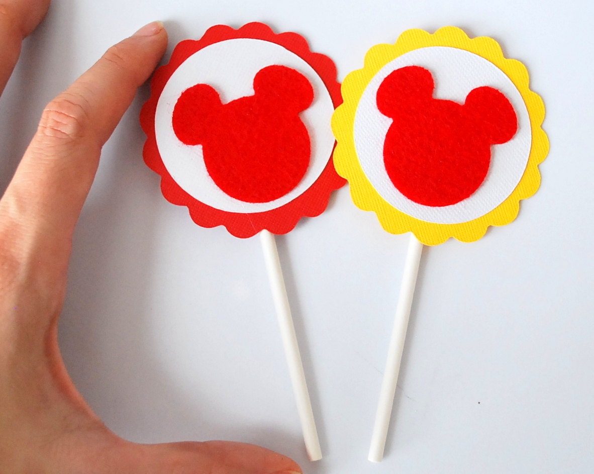 ON SALE Mickey Cupcake Toppers, set of 12 cupcake toppers A885 Il_570xn