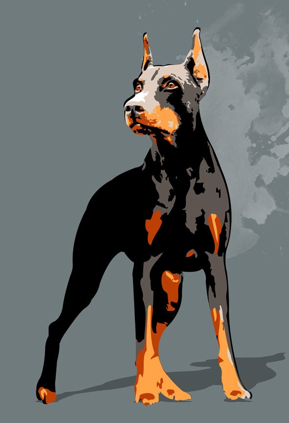 Doberman Pinscher dog art print by MediaGraffitiStudio on Etsy