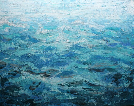 Beach Art Ocean Abstract Acrylic Painting Coastal by dianamulder