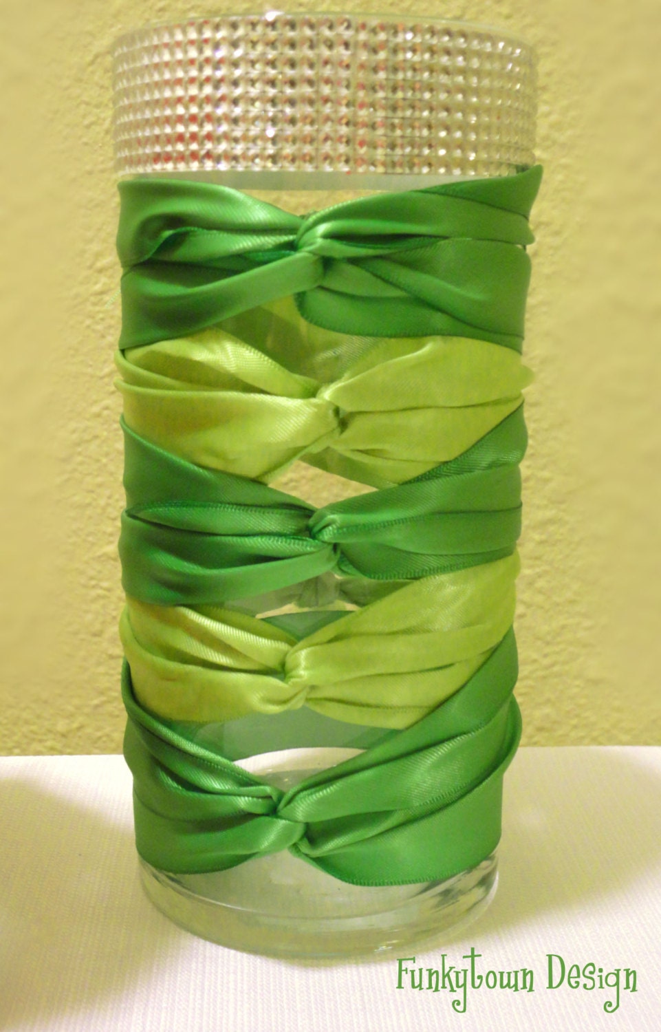 Satin Ribbon Corset Wrapped Vases Customize with Your Wedding Colors