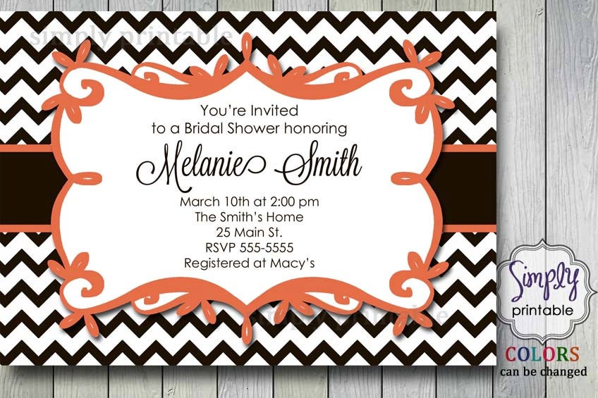 Chevron Bridal Shower Invitation Brown Il_570xn