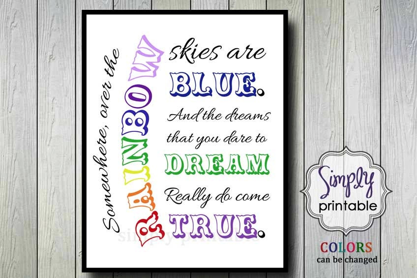Somewhere over the Rainbow wall print Il_570xn