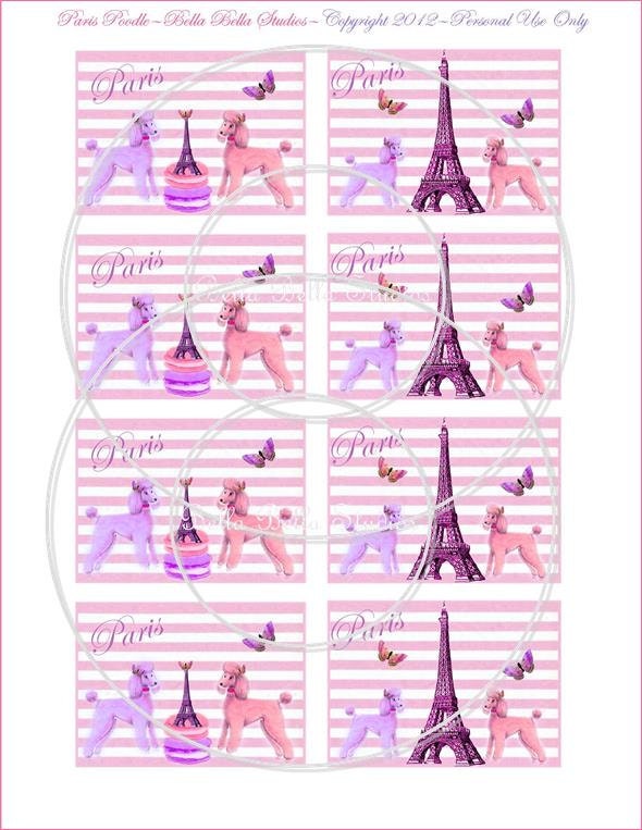 Paris, Poodle, Eiffel Tower diy PRINTABLE TAGS - Cards - Instant Download - Bella Bella Studios Il_570xn