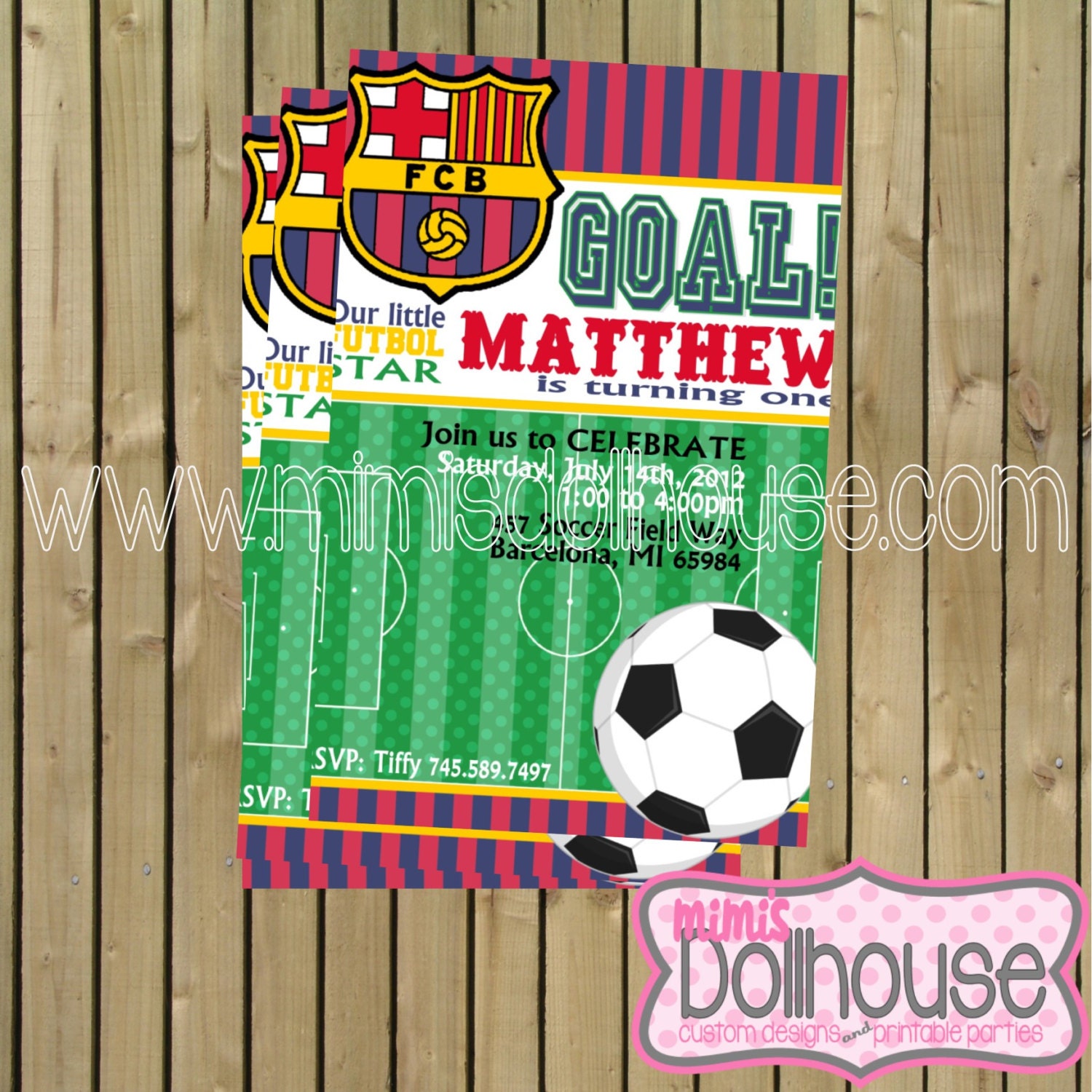 Barcelona Futbol Invitation- Soccer Printable Invitation- Birthday Invitation- JPEG/PDF Il_570xn