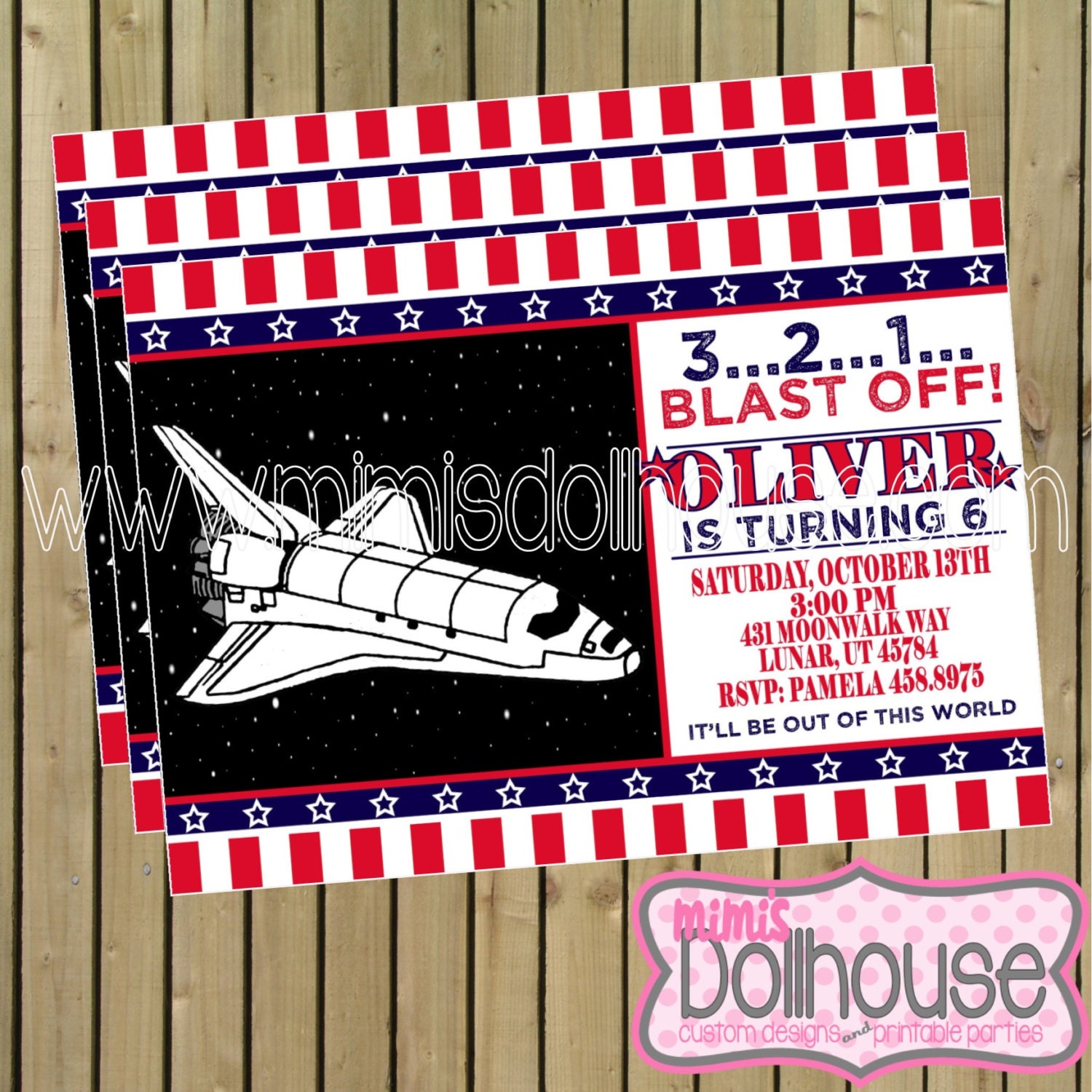 Space Shuttle Invitation- Printable NASA Birthday Invitation PDF/JPEG Il_570xn