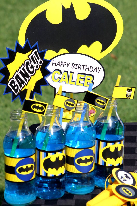 BATMAN Party Bottle Labels - Superheroes Party - Boys Birthday Party - Gotham City - Super Hero - Water Bottle Label - Instant Download Il_570xn