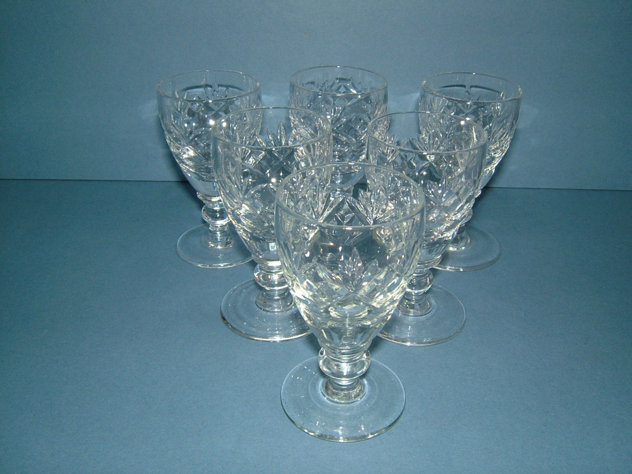 Items similar to Vintage 1950s Set of 6 Cut Glass Crystal Drinking