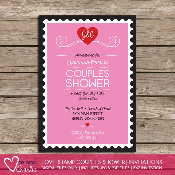 Couples Shower Hearts Invitation - Bridal Shower Il_570xn