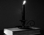Gothic photography, ritual art, black candle, book, still life, black and white print, dark art, gothic decor, vintage - TheAuthentik