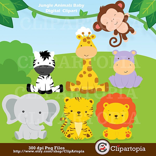 baby shower jungle animals clipart - photo #11