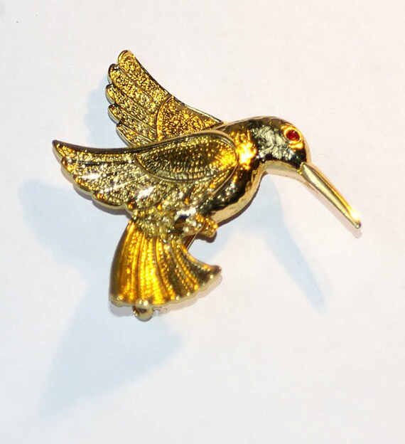 Gold Hummingbird Brooch Hummingbird Pin by KickassStyle on Etsy